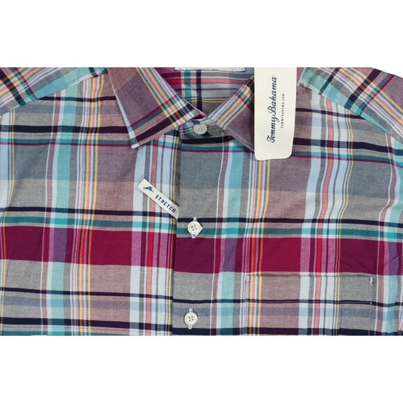 Tommy Bahama Lazlo Cheers Check Button Up Shirt Mens Large Festival Plaid - Picture 3 of 9